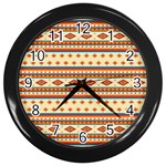 Native American Pattern Wall Clock (Black) Front