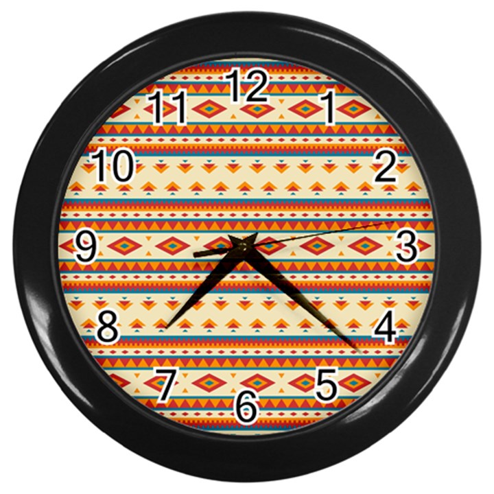 Native American Pattern Wall Clock (Black)