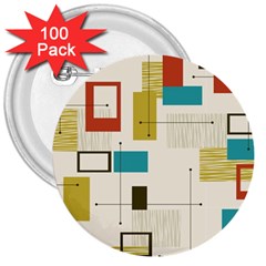 Retro Pattern Vintage 3  Buttons (100 pack) 