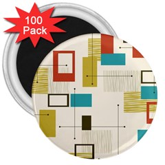 Retro Pattern Vintage 3  Magnets (100 pack)