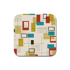 Retro Pattern Vintage Rubber Square Coaster (4 pack) 