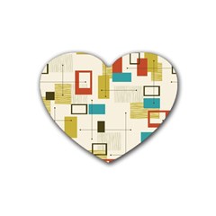 Retro Pattern Vintage Heart Coaster (4 pack) 