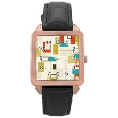 Retro Pattern Vintage Rose Gold Leather Watch 