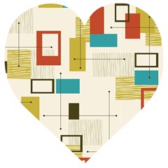 Retro Pattern Vintage Wooden Puzzle Heart