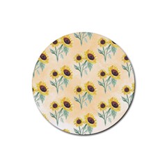 Sunflowers Pattern Rubber Round Coaster (4 Pack)  by ExtraGoodSauce