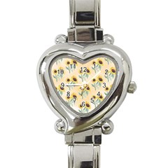 Sunflowers Pattern Heart Italian Charm Watch by ExtraAwesomeSauce