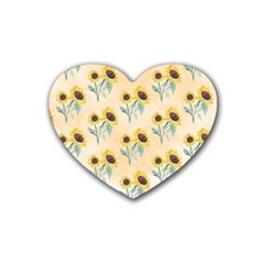 Sunflowers Pattern Rubber Coaster (heart)  by ExtraGoodSauce