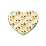 Sunflowers Pattern Heart Coaster (4 pack)  Front