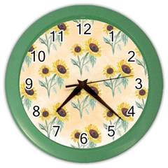 Sunflowers Pattern Color Wall Clock by ExtraGoodSauce