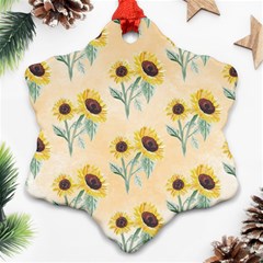 Sunflowers Pattern Snowflake Ornament (two Sides) by ExtraAwesomeSauce