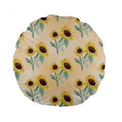 Sunflowers Pattern Standard 15  Premium Round Cushions by ExtraGoodSauce