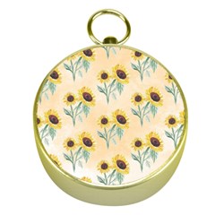 Sunflowers Pattern Gold Compasses by ExtraGoodSauce