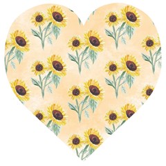 Sunflowers Pattern Wooden Puzzle Heart by ExtraGoodSauce