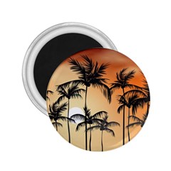 Sunset Palm Trees Beach Summer 2 25  Magnets by ExtraAwesomeSauce