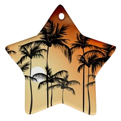 Sunset Palm Trees Beach Summer Ornament (star) by ExtraGoodSauce