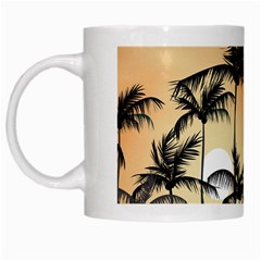 Sunset Palm Trees Beach Summer White Mugs by ExtraAwesomeSauce