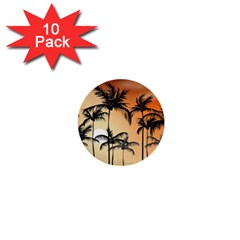 Sunset Palm Trees Beach Summer 1  Mini Buttons (10 Pack)  by ExtraAwesomeSauce