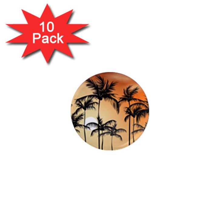 Sunset Palm Trees Beach Summer 1  Mini Magnet (10 pack) 