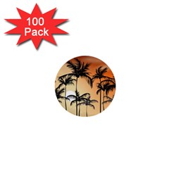 Sunset Palm Trees Beach Summer 1  Mini Buttons (100 Pack)  by ExtraAwesomeSauce