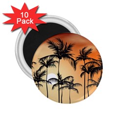 Sunset Palm Trees Beach Summer 2 25  Magnets (10 Pack)  by ExtraAwesomeSauce