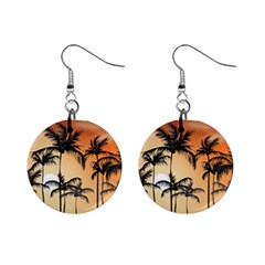 Sunset Palm Trees Beach Summer Mini Button Earrings by ExtraGoodSauce