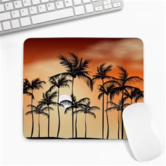 Sunset Palm Trees Beach Summer Large Mousepads by ExtraGoodSauce