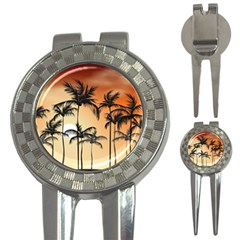 Sunset Palm Trees Beach Summer 3-in-1 Golf Divots by ExtraGoodSauce