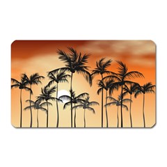 Sunset Palm Trees Beach Summer Magnet (rectangular) by ExtraGoodSauce