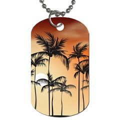 Sunset Palm Trees Beach Summer Dog Tag (two Sides) by ExtraAwesomeSauce