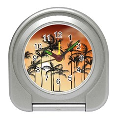 Sunset Palm Trees Beach Summer Travel Alarm Clock by ExtraAwesomeSauce