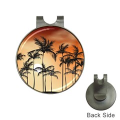 Sunset Palm Trees Beach Summer Hat Clips With Golf Markers by ExtraAwesomeSauce