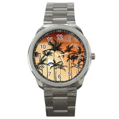 Sunset Palm Trees Beach Summer Sport Metal Watch by ExtraAwesomeSauce