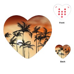 Sunset Palm Trees Beach Summer Playing Cards Single Design (heart) by ExtraGoodSauce