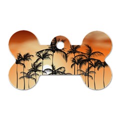 Sunset Palm Trees Beach Summer Dog Tag Bone (two Sides) by ExtraGoodSauce