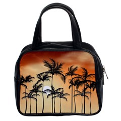 Sunset Palm Trees Beach Summer Classic Handbag (two Sides) by ExtraGoodSauce