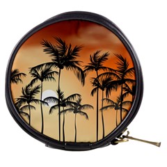 Sunset Palm Trees Beach Summer Mini Makeup Bag by ExtraAwesomeSauce