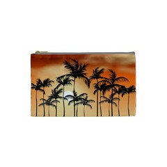 Sunset Palm Trees Beach Summer Cosmetic Bag (small) by ExtraGoodSauce