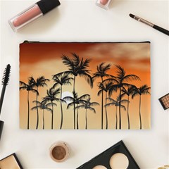 Sunset Palm Trees Beach Summer Cosmetic Bag (large) by ExtraAwesomeSauce