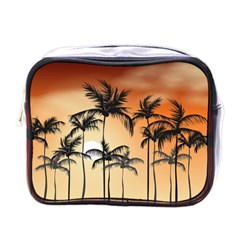 Sunset Palm Trees Beach Summer Mini Toiletries Bag (one Side) by ExtraGoodSauce