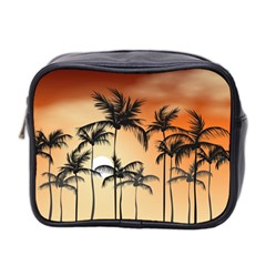 Sunset Palm Trees Beach Summer Mini Toiletries Bag (two Sides) by ExtraGoodSauce