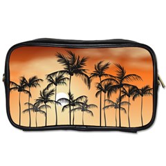 Sunset Palm Trees Beach Summer Toiletries Bag (two Sides) by ExtraGoodSauce