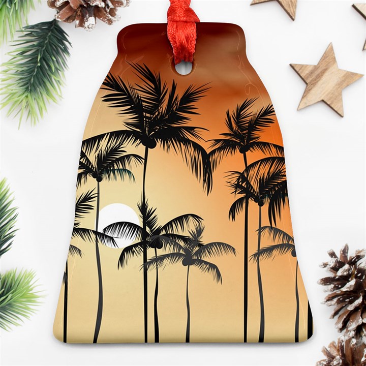 Sunset Palm Trees Beach Summer Ornament (Bell)