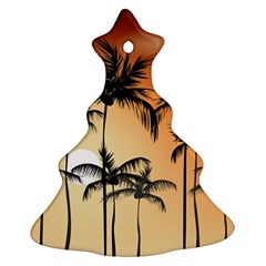 Sunset Palm Trees Beach Summer Christmas Tree Ornament (two Sides) by ExtraGoodSauce