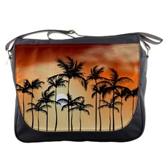 Sunset Palm Trees Beach Summer Messenger Bag by ExtraGoodSauce