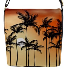 Sunset Palm Trees Beach Summer Flap Closure Messenger Bag (s) by ExtraGoodSauce