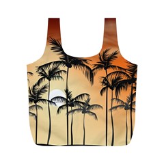 Sunset Palm Trees Beach Summer Full Print Recycle Bag (m) by ExtraGoodSauce