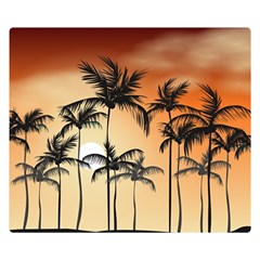 Sunset Palm Trees Beach Summer Double Sided Flano Blanket (small)  by ExtraGoodSauce