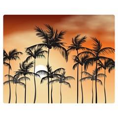 Sunset Palm Trees Beach Summer Double Sided Flano Blanket (medium)  by ExtraGoodSauce