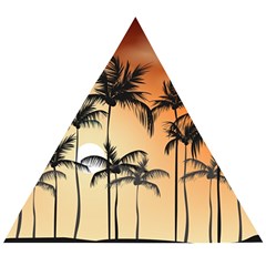 Sunset Palm Trees Beach Summer Wooden Puzzle Triangle by ExtraGoodSauce