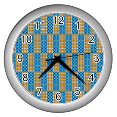 Tartan Pattern Wall Clock (silver)